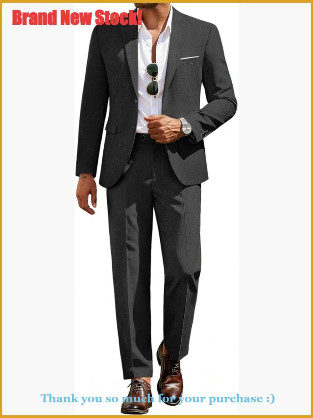 Classic Fit 2-Piece Suit Set with Linen-Look Fabric